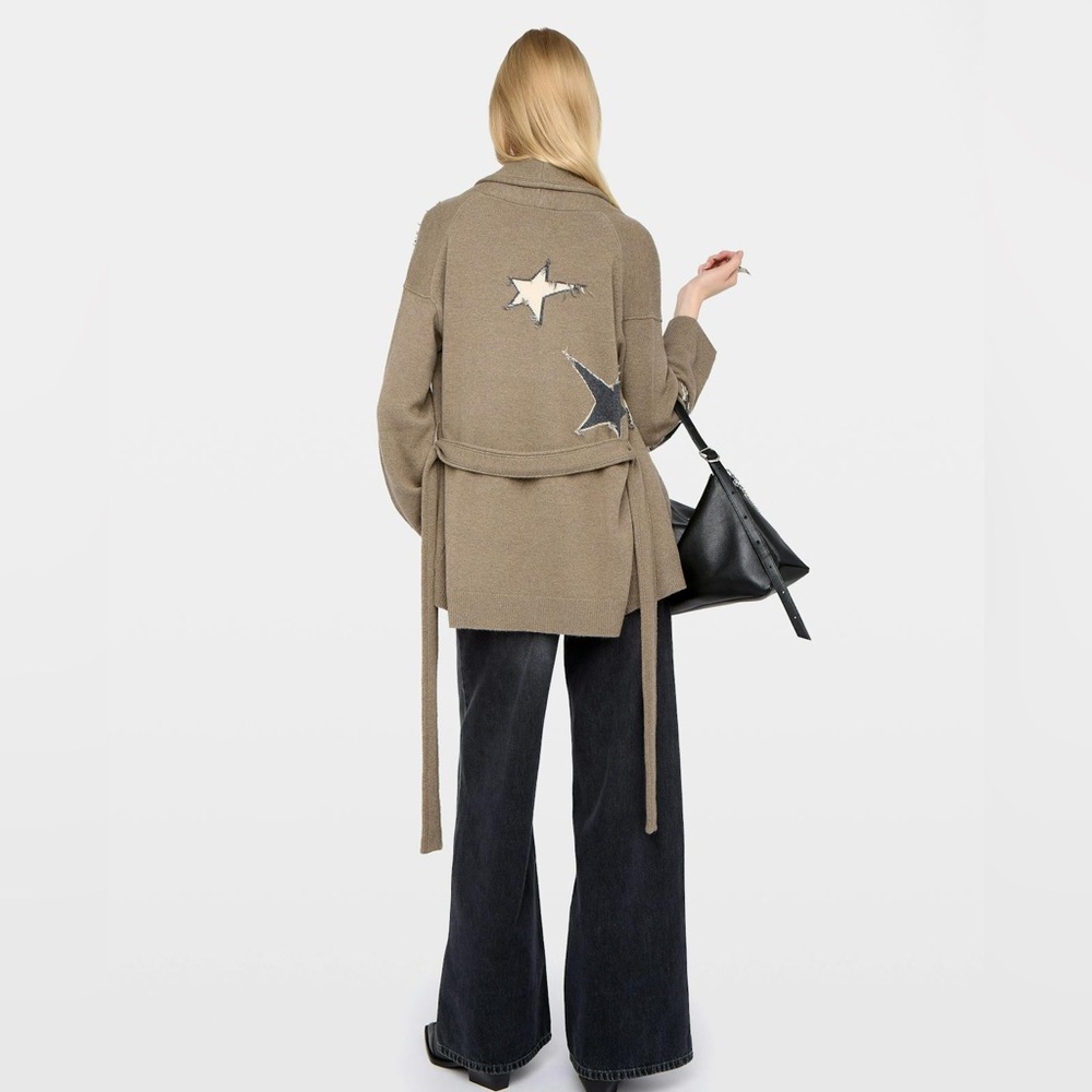 Zadig & Voltaire Alpa Outline Stars Wool Cashmere Cardigan - Picture 2 of 11